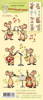 Leane Creatief - Stempelset "Mice Playing Music" Combi Clear Stamps