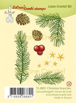 Leane Creatief - Stempelset "Christmas Branches" LeCrea Combi Clear Stamps