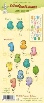 Leane Creatief - Stempelset "Number Balloons" LeCrea Combi Clear Stamps