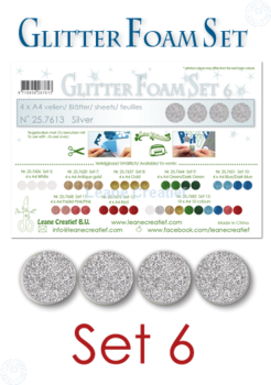 Leane Creatief - Glitzer Schaumstoffplatten "Silver" Glitter Foam Sheets A4