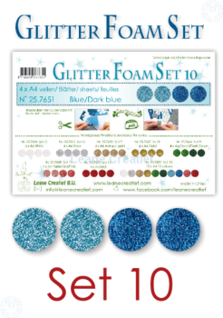 Leane Creatief - Glitzer Schaumstoffplatten "Blue/Dark Blue" Glitter Foam Sheets A4