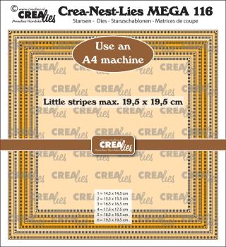 Crealies - Stanzschablone "No.116 Vierkanten met Kleine Streepjes" Crea-Nest-Lies MEGA Dies