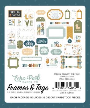 Echo Park - Stanzteile & Anhänger "Special Delivery Baby Boy" Frames & Tags 