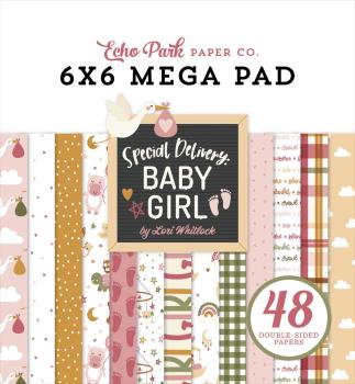 Echo Park - Designpapier "Special Delivery Baby Girl" Cardmakers Mega Pad 6x6 Inch -  Bogen