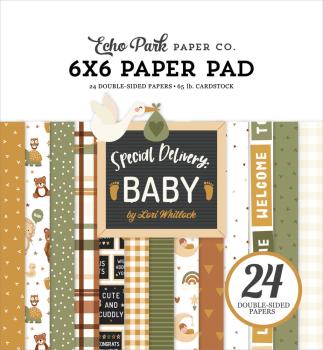 Echo Park - Designpapier "Special Delivery Baby" Paper Pack 6x6 Inch -  Bogen