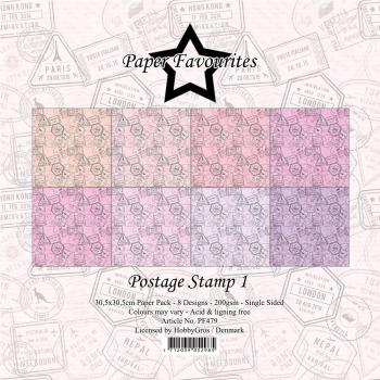 Paper Favourites - Designpapier "Postage Stamp 1" Paper Pack 12x12 Inch 8 Bogen