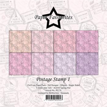 Paper Favourites - Designpapier "Postage Stamp 1" Paper Pack 6x6 Inch - 24 Bogen
