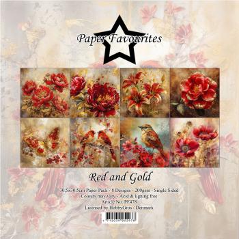 Paper Favourites - Designpapier "Red and Gold" Paper Pack 12x12 Inch 8 Bogen