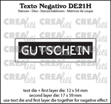 Crealies - Stanzschablone "No. 21H Gutschein" Texto Negativo Dies