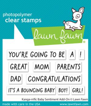 Lawn Fawn - Stempelset "Kanga-rrific Baby Sentiment" Clear Stamp Add-On