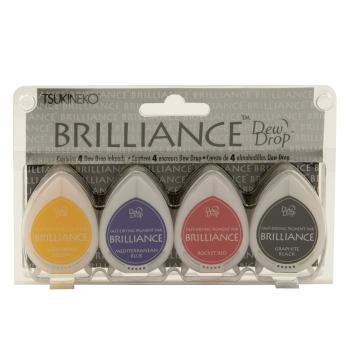 Tsukineko - Brilliance Drew Drops Ink Pad "Basics" Pigment Stempelkissen 4 Stück