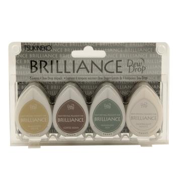 Tsukineko - Brilliance Drew Drops Ink Pad "Earth Tone" Pigment Stempelkissen 4 Stück