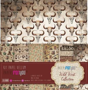 Papers For You - Pergamentpapier "Wild West" Vellum Paper Pack 30x31 cm - 6 Bogen 