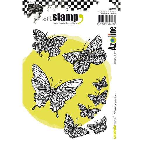 Carabelle Studio - Gummistempelset "Flug von Schmetterlingen" Cling Stamp Art