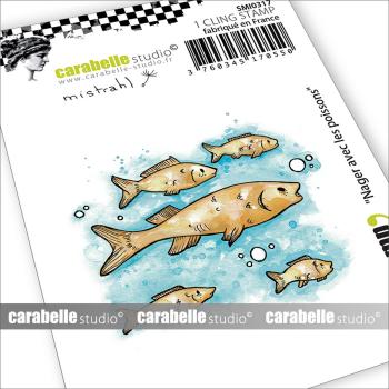 Carabelle Studio - Gummistempel "Nager avec les poissons" Cling Stamp