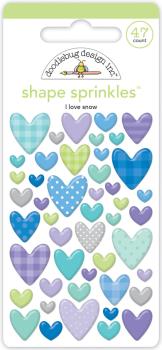 Doodlebug Design - Epoxy Sticker "I Love Snow" Shape Sprinkles