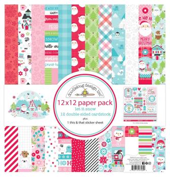 Doodlebug Design - Designpapier "Let It Snow " Paper Pack 12x12 Inch - 12 Bogen