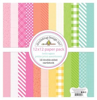 Doodlebug Design - Designpapier "Hello Again " Paper Pack 12x12 Inch - 12 Bogen