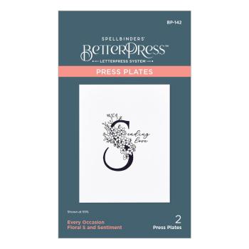 Spellbinders - Buchdrucktechnik "Every Occasion Floral S and Sentiment" Press Plate
