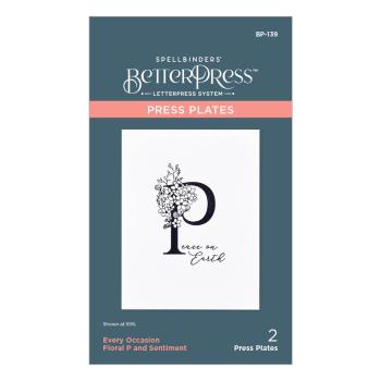 Spellbinders - Buchdrucktechnik "Every Occasion Floral P and Sentiment" Press Plate