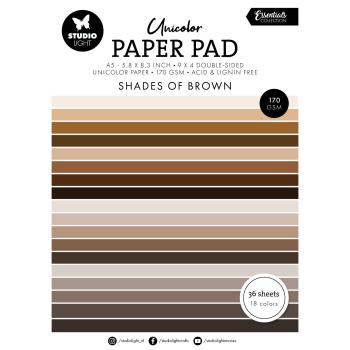 Studio Light - Cardstock "Shades Of Brown" Paper Pad A5 - 36 Bogen 