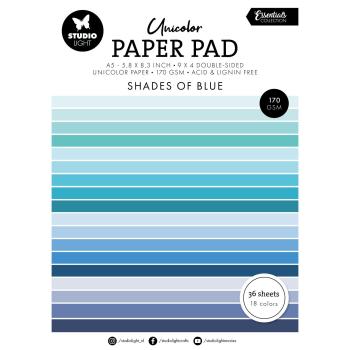 Studio Light - Cardstock "Shades Of Blue" Paper Pad A5 - 36 Bogen 