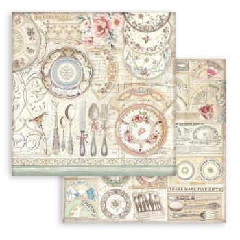 Stamperia - Designpapier "Ceramic Plates" Paper Sheets 12x12 Inch - 10 Bogen