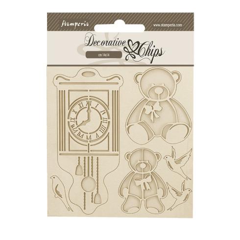 Stamperia - Holzteile 14x14 cm "Teddy Bear" Decorative Chips