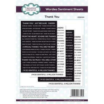Creative Expressions - Embesllishment "Thank You" Wordies Sentiment Sheets 6x8 Inch
