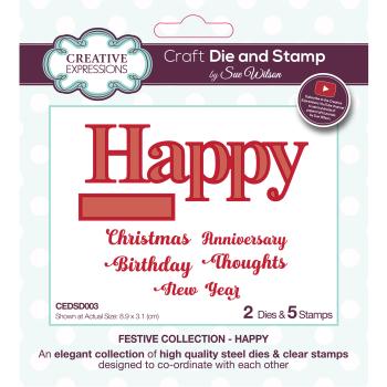 Creative Expressions - Stempelset & Stanzschablone "Happy" Clear Stamps & Craft Dies