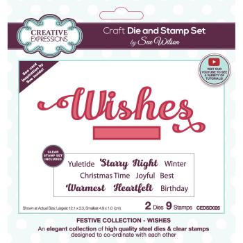 Creative Expressions - Stempelset & Stanzschablone "Festive Collection Wishes" Clear Stamps & Craft Dies
