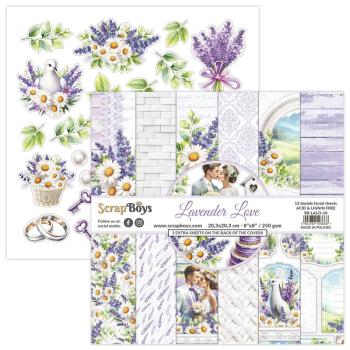 ScrapBoys - Designpapier "Lavender Love" Paper Pack 8x8 Inch - 12 Bogen