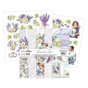 ScrapBoys - Designpapier "Lavender Love" Paper Pack 8x8 Inch - 12 Bogen
