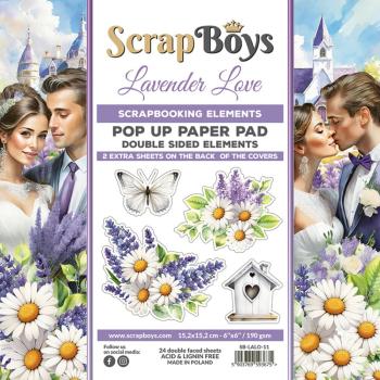 ScrapBoys - Stanzteile "Lavender Love" Pop Up Paper Pack 6x6 Inch - 24 Bogen