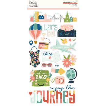 Simple Stories - Aufkleber "Pack Your Bags" Chipboard Sticker 
