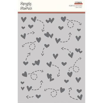Simple Stories - Schablone 6x8 Inch "Hearts & Stitches" Stencil
