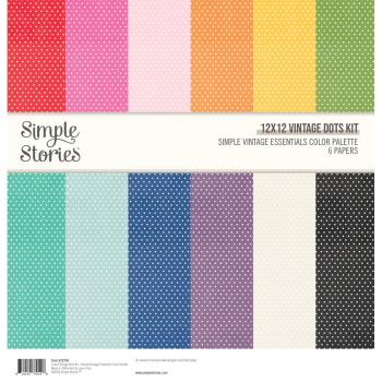 Simple Stories - Designpapier "Vintage Dots Kit" Paper Kit 12x12 Inch - 6 Bogen