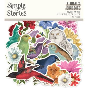 Simple Stories - Stanzteile "Simple Vintage Essentials Color Palette" Floral & Birds Bits & Pieces 