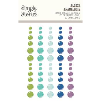 Simple Stories - Enamel Dots "Glossy Cool " 60 Stück 