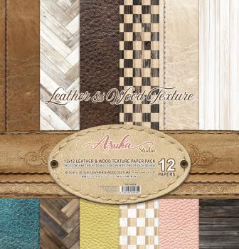 Memory Place - Designpapier "Leather & Wood Texture" Paper Pack 12x12 Inch - 12 Bogen