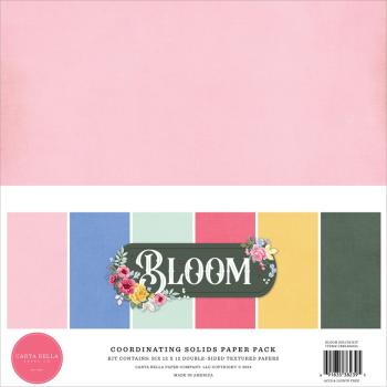 Carta Bella - Cardstock "Bloom" Coordinating Solids Paper Pack 12x12 Inch - 6 Bogen
