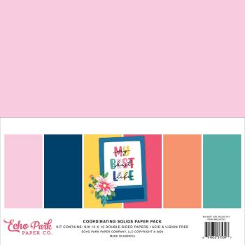 Echo Park - Cardstock "My Best Life" Coordinating Solids Paper 12x12 Inch - 6 Bogen 
