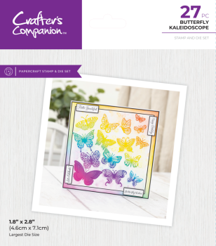 Crafters Companion - Stempelset & Stanzschablone "Butterfly Kaleidoscope" Stamp & Dies
