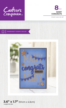 Crafters Companion - Stempelset & Stanzschablone "Many Congrats" Stamp & Dies