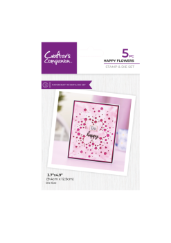Crafters Companion - Stempelset & Stanzschablone "Happy Flowers" Stamp & Dies