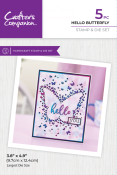 Crafters Companion - Stempelset & Stanzschablone "Hello Butterfly" Stamp & Dies