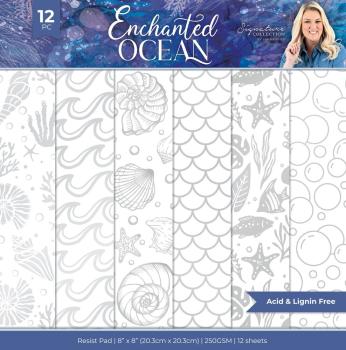 Crafters Companion "Enchanted Ocean" Resist Paper Pack 8x8 Inch - 12 Bogen