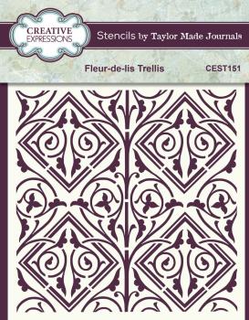Creative Expressions - Schablone 6x6 Inch "Fleur-de-lis Trellis" Stencil Design by Taylor Made Journals