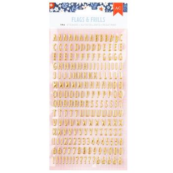 American Crafts - Aufkleber "Flags and Frills" Puffy Alpha Sticker