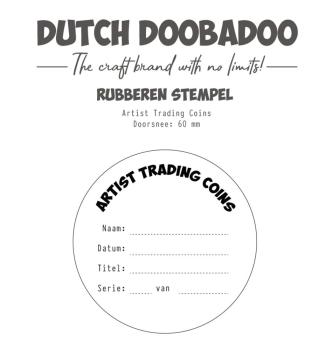 Dutch Doobadoo - Gummistempel "Artist Trading Coins Text" Rubber Stamp ⌀7cm